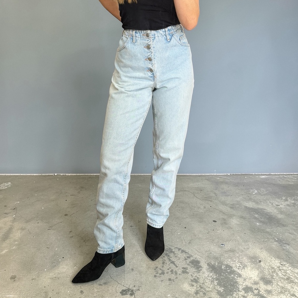 Vintage Guess By Marciano Light Blue Button Fly Straight Leg Made in USA